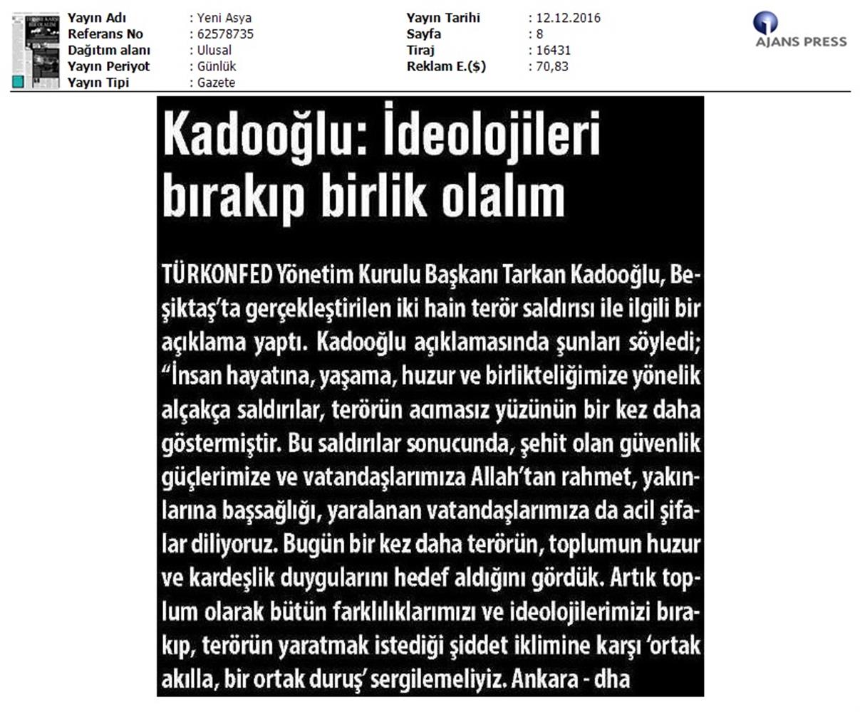 TÜRKONFED Besiktas Teror Saldirisi Basin Aciklamasi Yansimalari 12122016 - 10