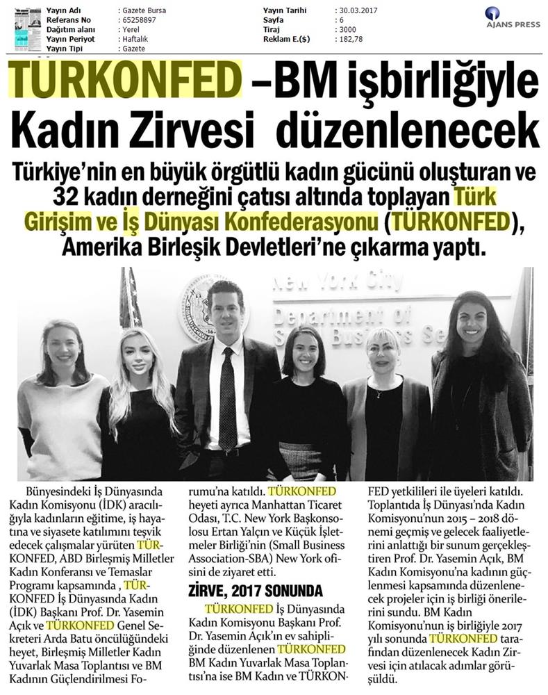 TÜRKONFED BM Kadin Komisyonundan Onemli İşbirliği Medya Yansimalari 30 Mart 2017 - 8