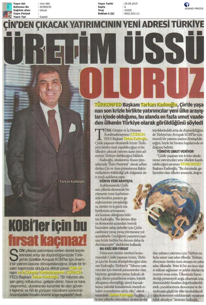 TÜRKONFED Cin Krizi Aciklamasi Basin Yansimalari - 2