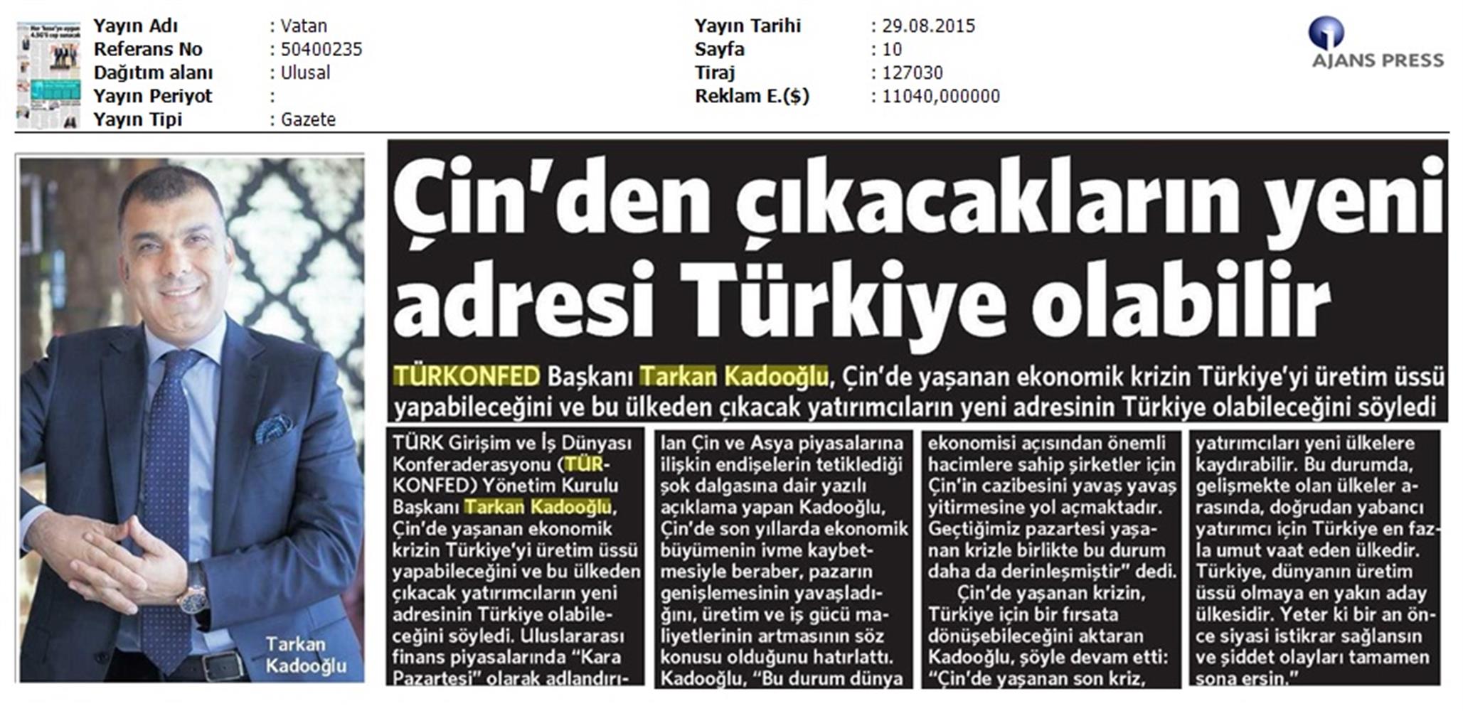 TÜRKONFED Cin Krizi Aciklamasi Basin Yansimalari - 8