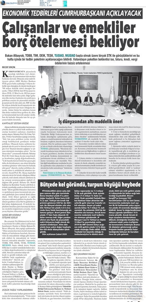 TÜRKONFED Coronavirus Basin Aciklamasi Medya Yansimalari 16 Mart 2020 - 8
