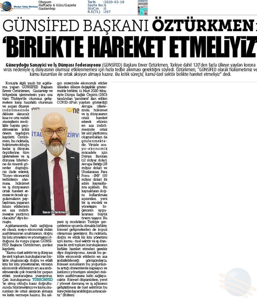 TÜRKONFED Coronavirus Basin Aciklamasi Medya Yansimalari 16 Mart 2020 - 17