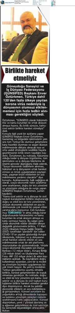 TÜRKONFED Coronavirus Basin Aciklamasi Medya Yansimalari 16 Mart 2020 - 23