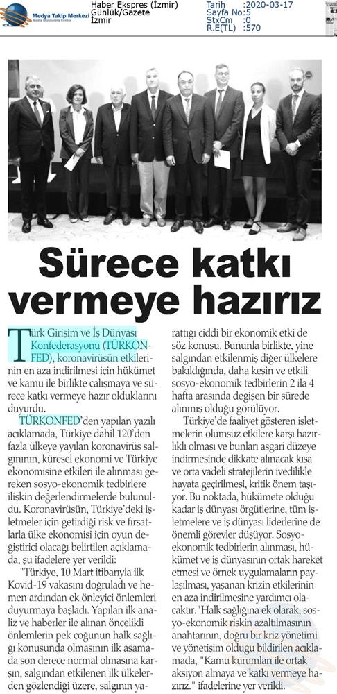 TÜRKONFED Coronavirus Basin Aciklamasi Medya Yansimalari 16 Mart 2020 - 29
