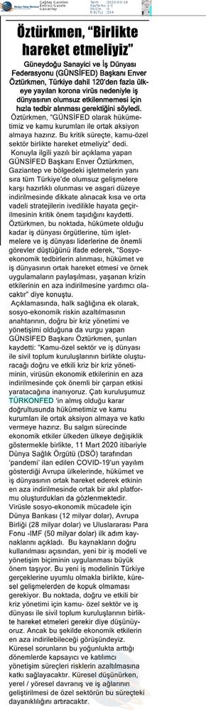 TÜRKONFED Coronavirus Basin Aciklamasi Medya Yansimalari 16 Mart 2020 - 41