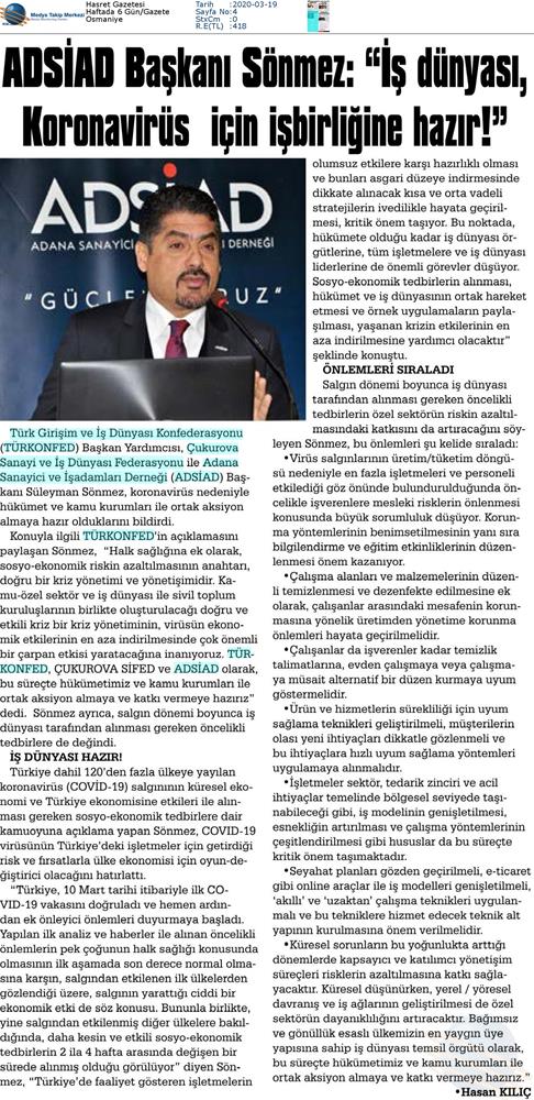 TÜRKONFED Coronavirus Basin Aciklamasi Medya Yansimalari 16 Mart 2020 - 42