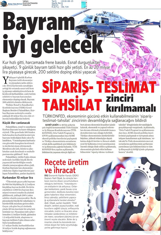 TÜRKONFED Den Hukumete Ve Turk Is Dunyasina Cagri Medya Yansimalari 14 Agustos 2018 - 2