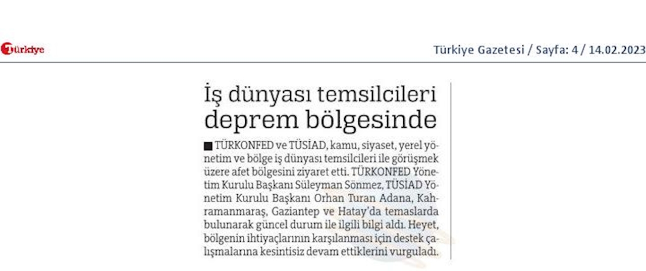 TÜRKONFED Deprem Basin Bulteni 14022023 - 1