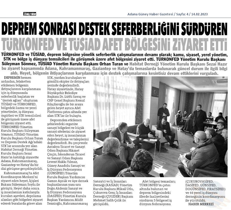 TÜRKONFED Deprem Basin Bulteni 14022023 - 7