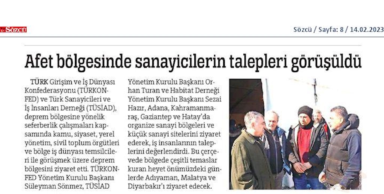 TÜRKONFED Deprem Basin Bulteni 14022023 - 16