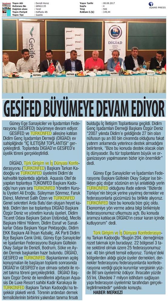 TÜRKONFED Didim Giad Toplantısı Medya Yansimalari Didim 6 Agustos 2017 - 1