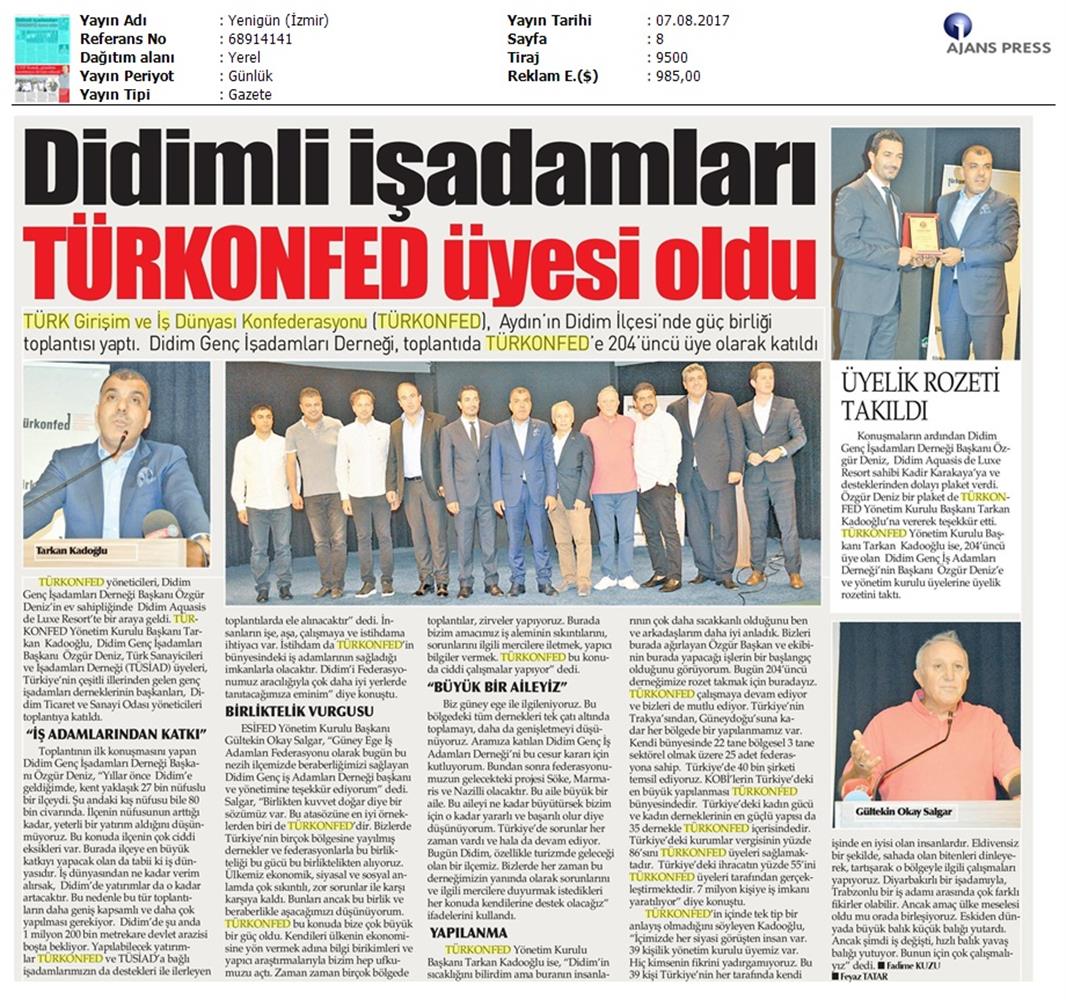 TÜRKONFED Didim Giad Toplantısı Medya Yansimalari Didim 6 Agustos 2017 - 10
