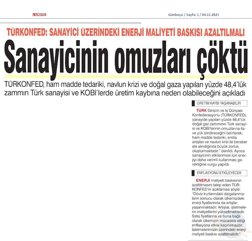 TÜRKONFED Dogal Gaz Zammi 2 Kasim 2021 - 3