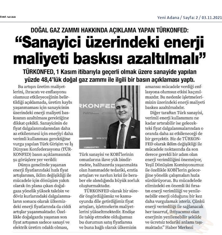 TÜRKONFED Dogal Gaz Zammi 2 Kasim 2021 - 8