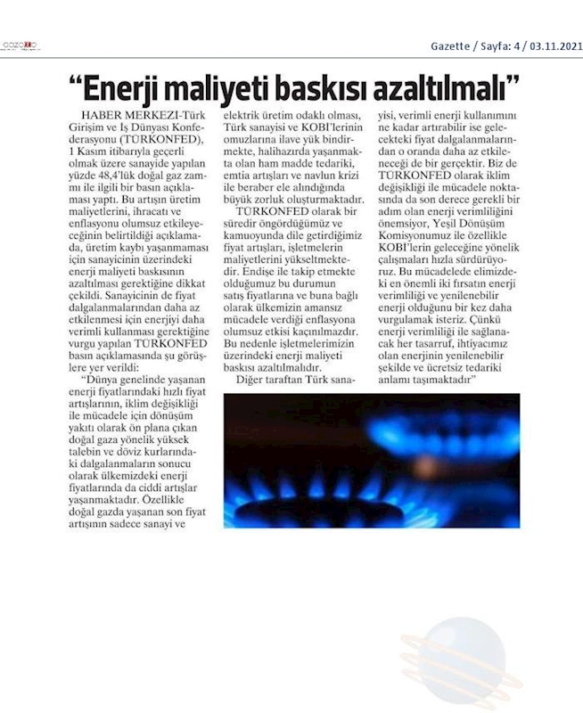 TÜRKONFED Dogal Gaz Zammi 2 Kasim 2021 - 16