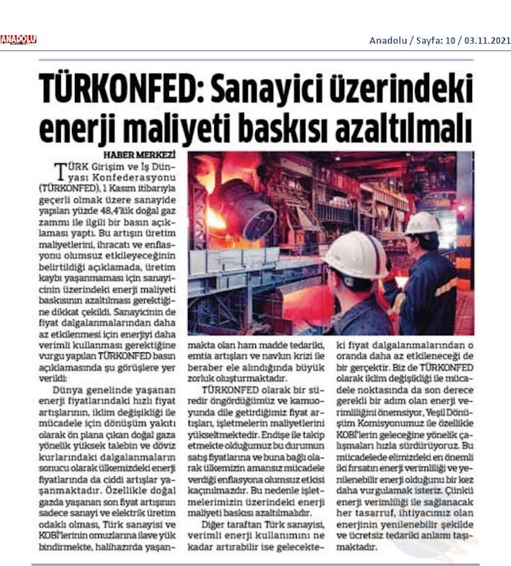 TÜRKONFED Dogal Gaz Zammi 2 Kasim 2021 - 18