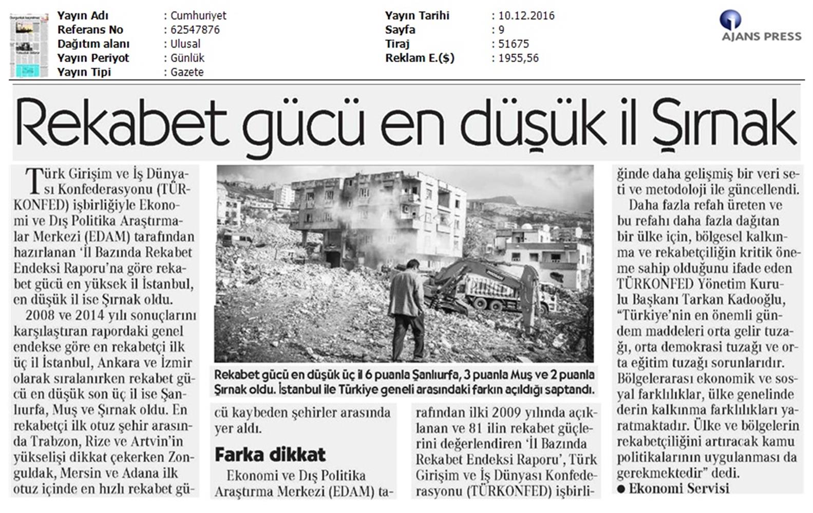 TÜRKONFED Edam Türkiye Icin Bir Rekabet Endeksi Rapor Tanitim Toplantısı Medya Yansimalari 9 Aralik 2016 - 6