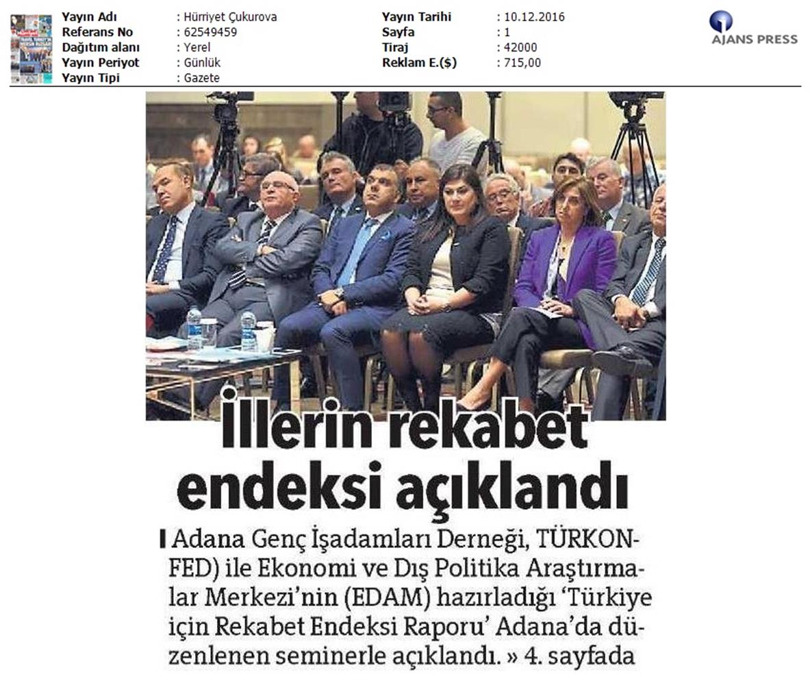 TÜRKONFED Edam Türkiye Icin Bir Rekabet Endeksi Rapor Tanitim Toplantısı Medya Yansimalari 9 Aralik 2016 - 8