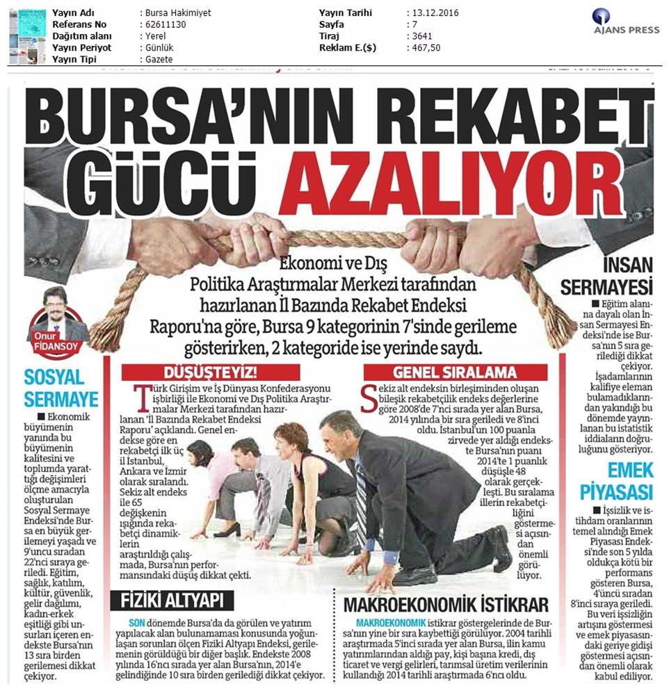 TÜRKONFED Edam Türkiye Icin Bir Rekabet Endeksi Rapor Tanitim Toplantısı Medya Yansimalari 9 Aralik 2016 - 23