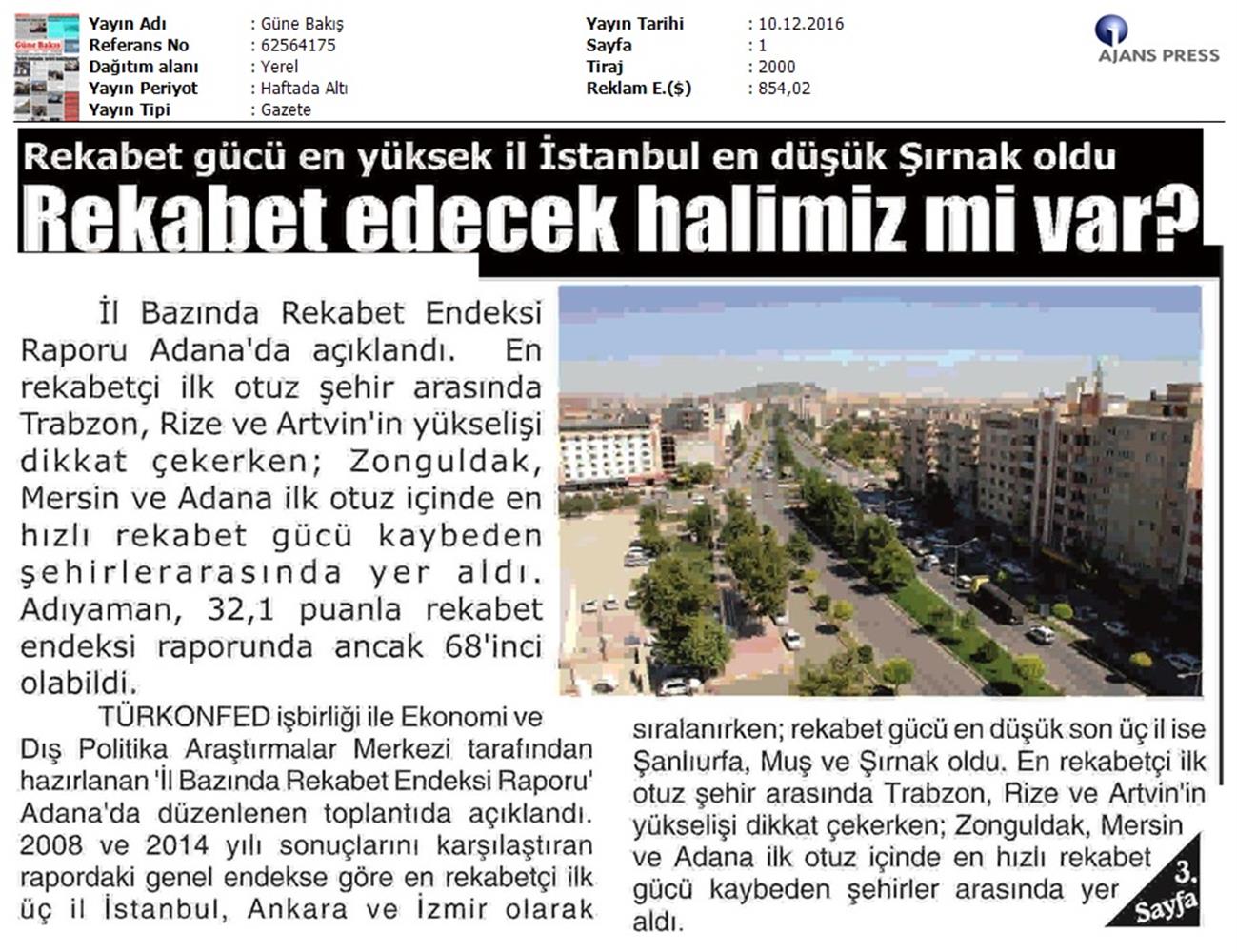TÜRKONFED Edam Türkiye Icin Bir Rekabet Endeksi Rapor Tanitim Toplantısı Medya Yansimalari 9 Aralik 2016 - 27