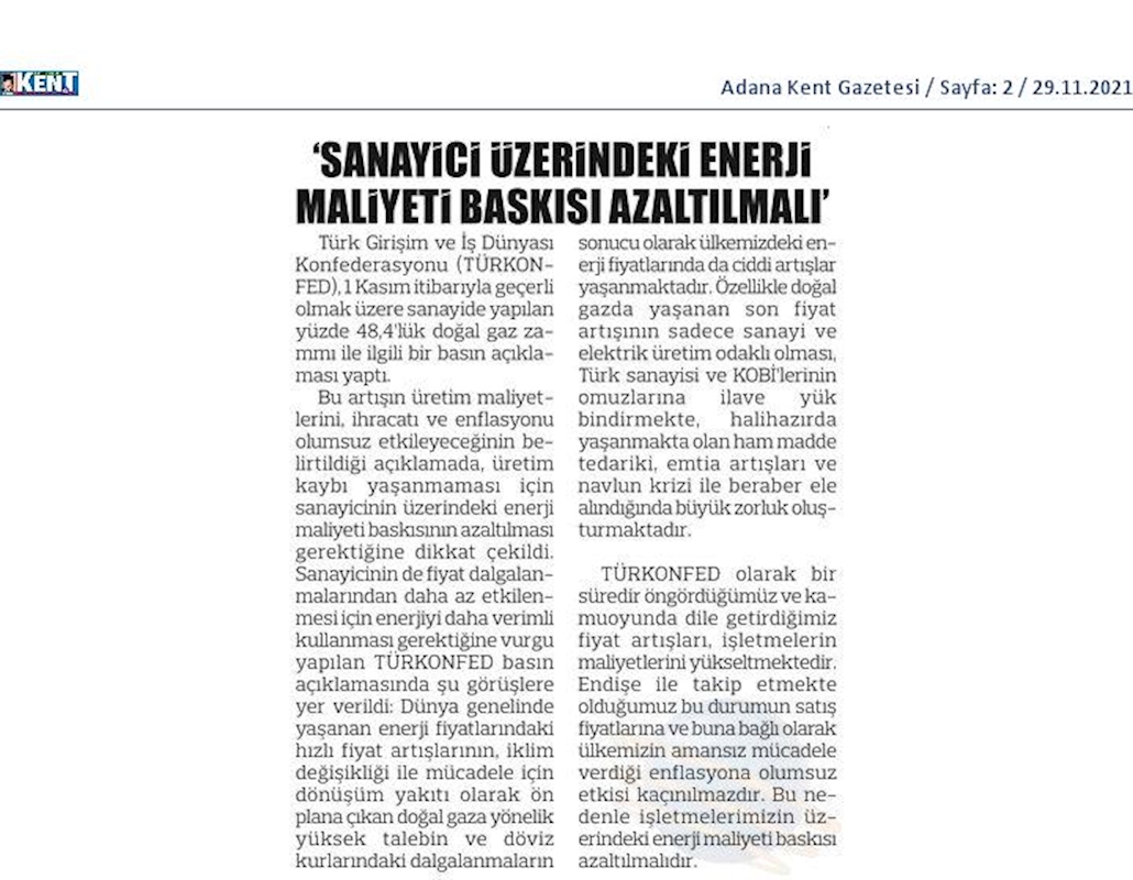 TÜRKONFED Ekonomi Basin Aciklamasi 29 Kasim 2021 - 8