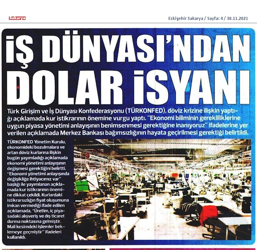 TÜRKONFED Ekonomi Basin Aciklamasi 29 Kasim 2021 - 14