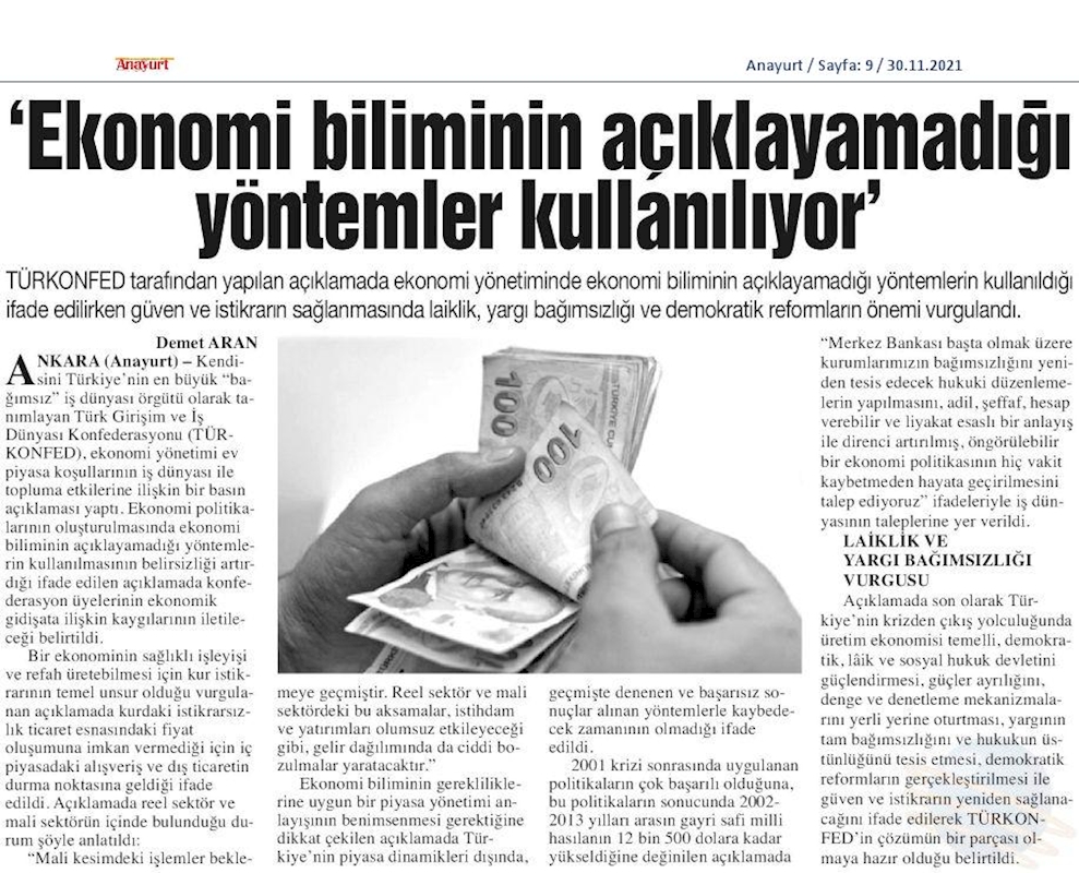 TÜRKONFED Ekonomi Basin Aciklamasi 29 Kasim 2021 - 22