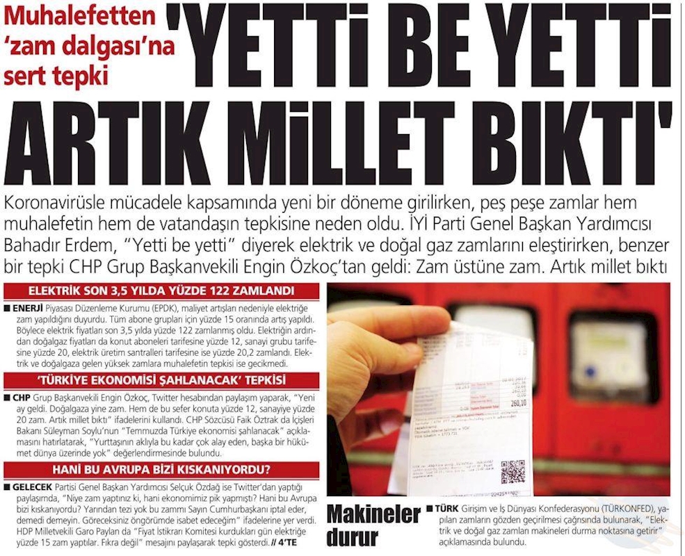 TÜRKONFED Elektrik Ve Dogal Gaz Zamlarina Iliskin Basin Aciklamasi Basin Yansimalari 1 Temmuz 2021 - 16