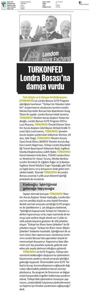 TÜRKONFED Elite Programi Türkiyenin Yukselen Liderleri Raporu Londra Borsasi Tanitimi 15 Aralik 2017 - 2