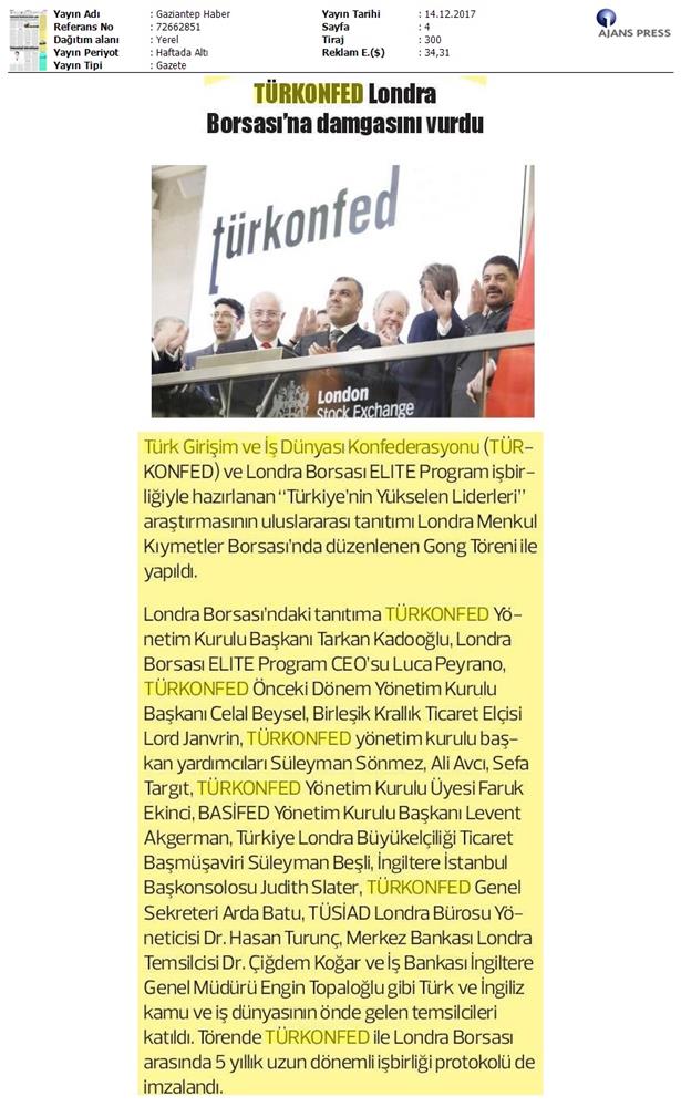 TÜRKONFED Elite Programi Türkiyenin Yukselen Liderleri Raporu Londra Borsasi Tanitimi 15 Aralik 2017 - 5