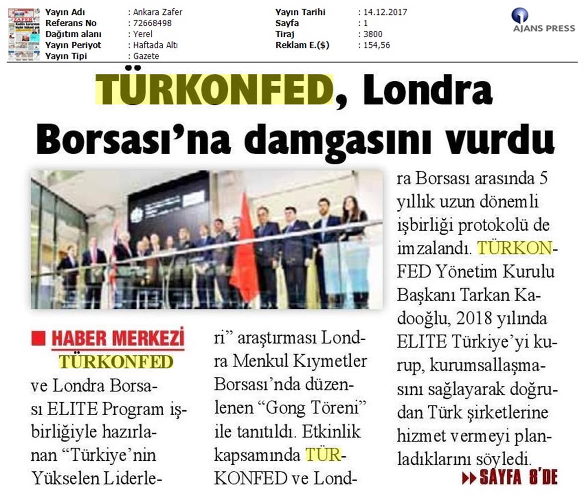 TÜRKONFED Elite Programi Türkiyenin Yukselen Liderleri Raporu Londra Borsasi Tanitimi 15 Aralik 2017 - 9