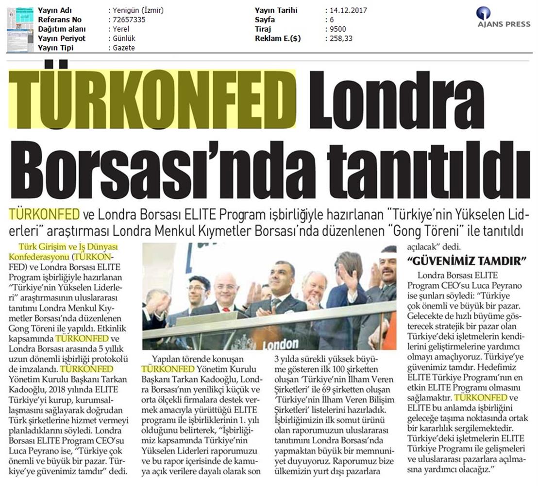 TÜRKONFED Elite Programi Türkiyenin Yukselen Liderleri Raporu Londra Borsasi Tanitimi 15 Aralik 2017 - 26