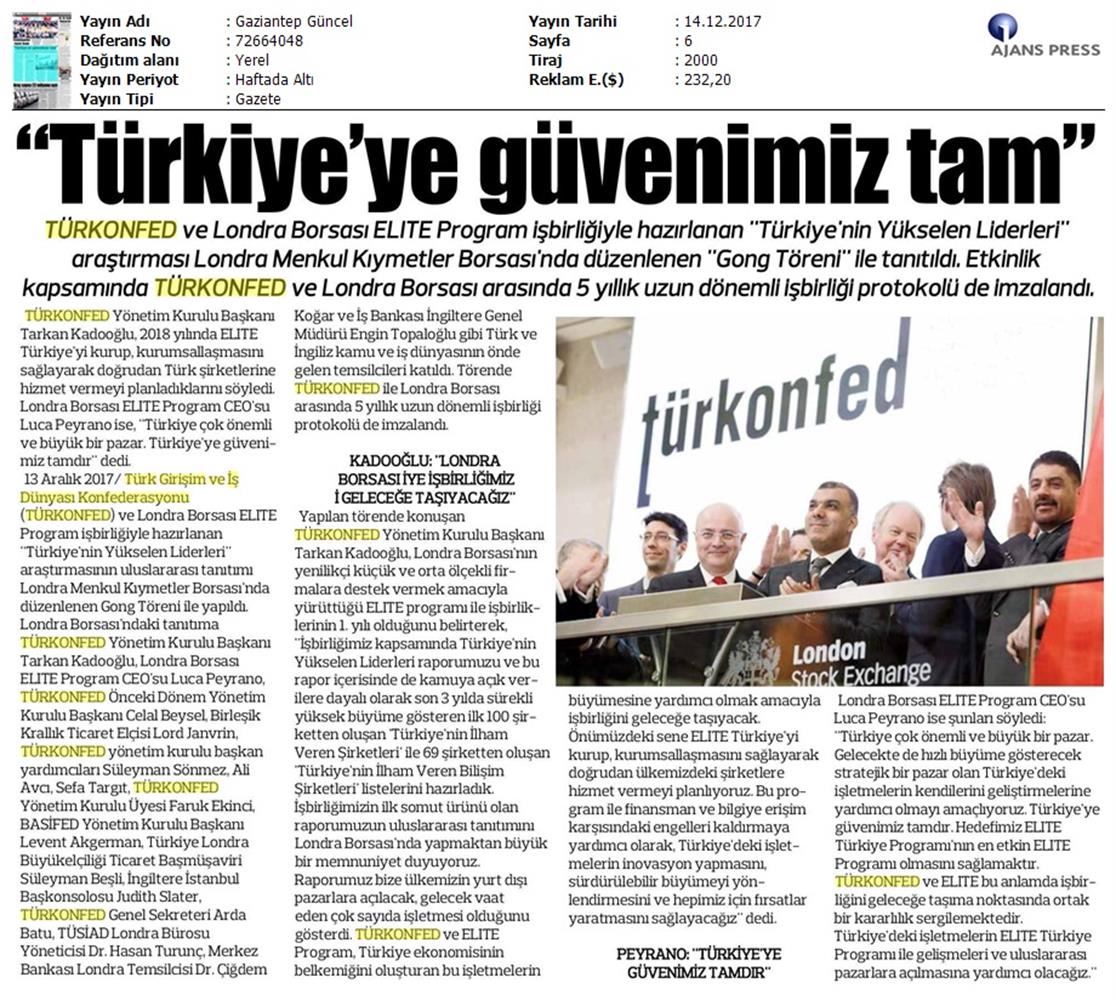 TÜRKONFED Elite Programi Türkiyenin Yukselen Liderleri Raporu Londra Borsasi Tanitimi 15 Aralik 2017 - 27