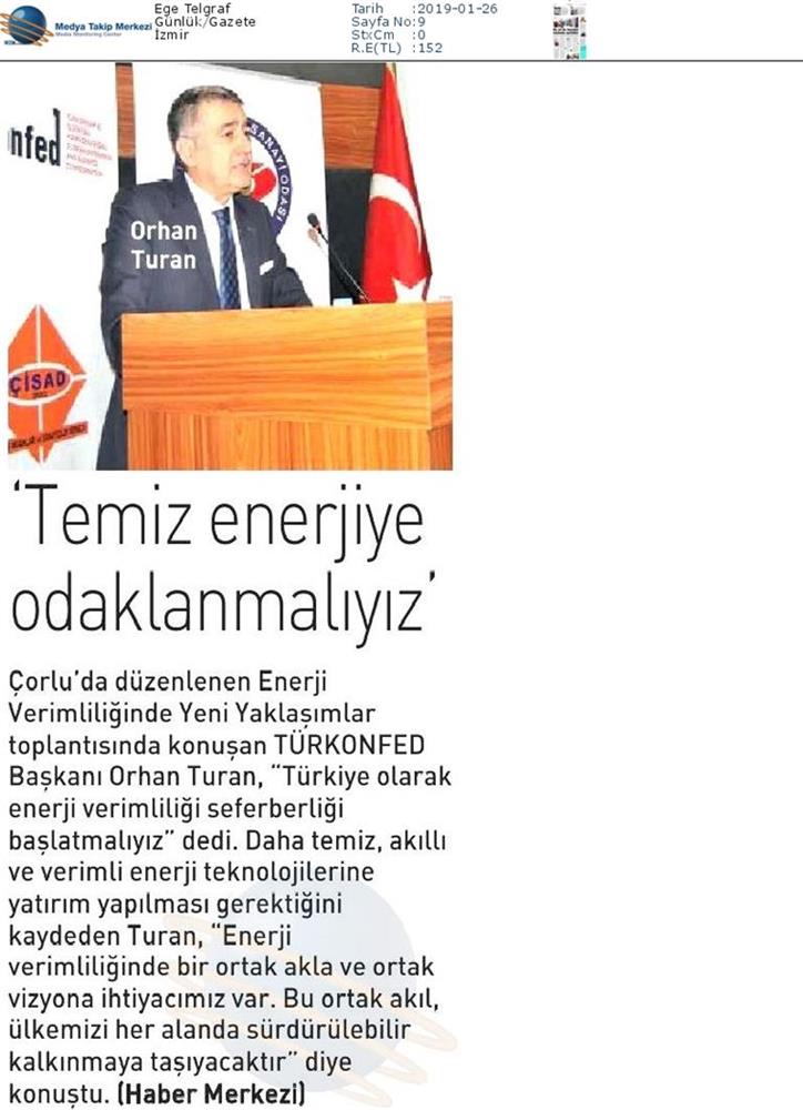 TÜRKONFED Enerji Verimliligine Yeni Yaklasimlar Toplantısı Medya Yansimalari 25 Ocak 2019 Corlu - 22