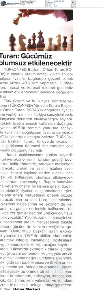 TÜRKONFED Enerji Zammi Basin Aciklamasi Medya Yansimalari2 Agustos 2018 - 7