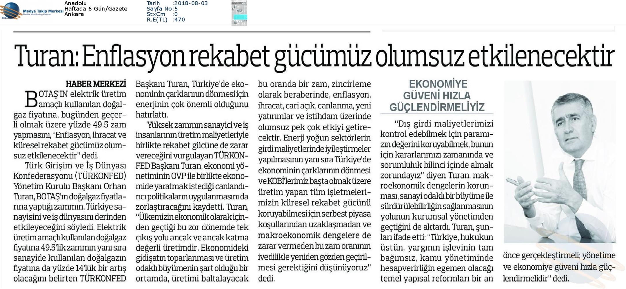 TÜRKONFED Enerji Zammi Basin Aciklamasi Medya Yansimalari2 Agustos 2018 - 8
