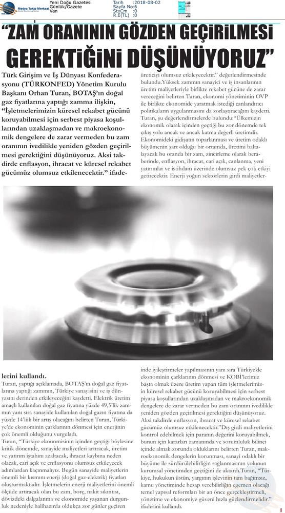 TÜRKONFED Enerji Zammi Basin Aciklamasi Medya Yansimalari2 Agustos 2018 - 10