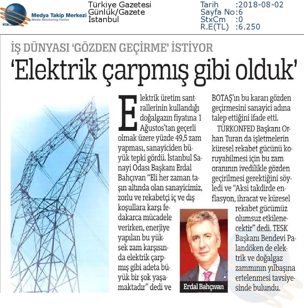 TÜRKONFED Enerji Zammi Basin Aciklamasi Medya Yansimalari2 Agustos 2018 - 12