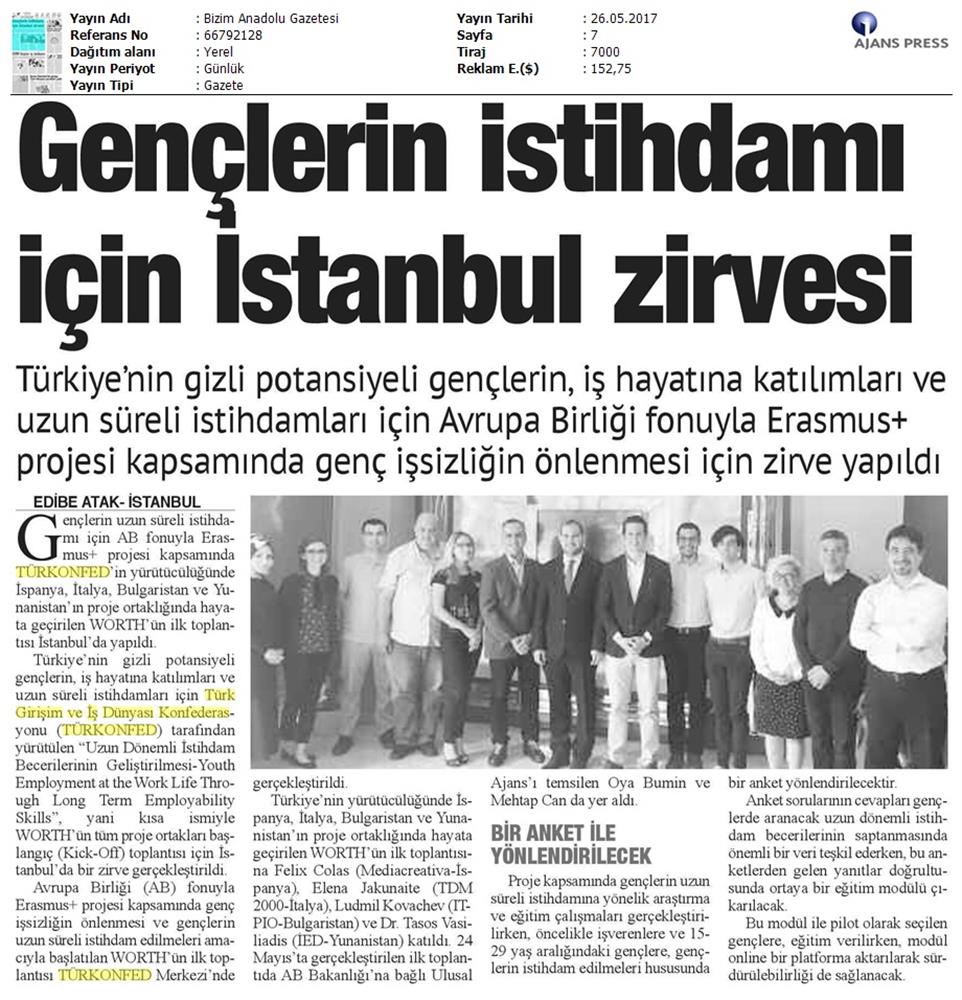 TÜRKONFED Erasmus Worth Projesi Basin Yansimalari 25 Mayis 2017 - 10