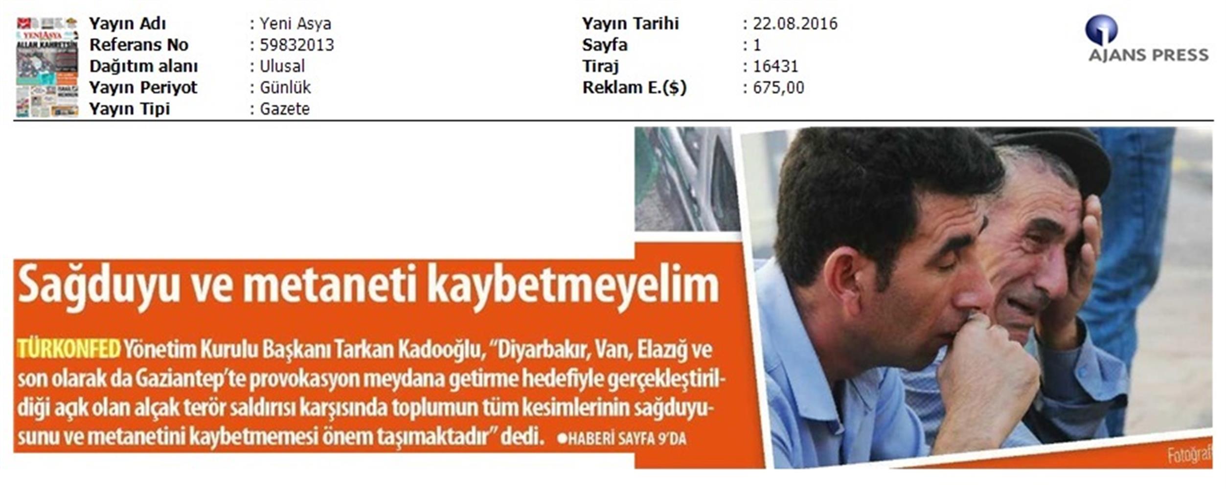 TÜRKONFED Gaziantep Teror Saldirisi Kinama Mesaji 22 Agustos 2016 - 6