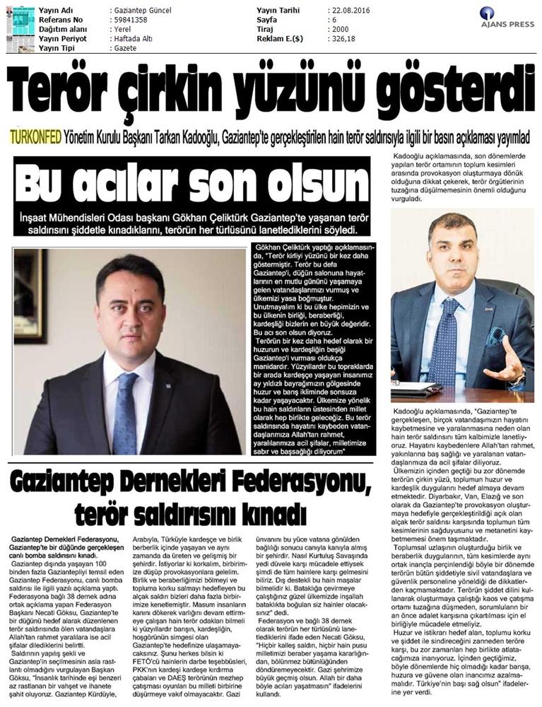 TÜRKONFED Gaziantep Teror Saldirisi Kinama Mesaji 22 Agustos 2016 - 7