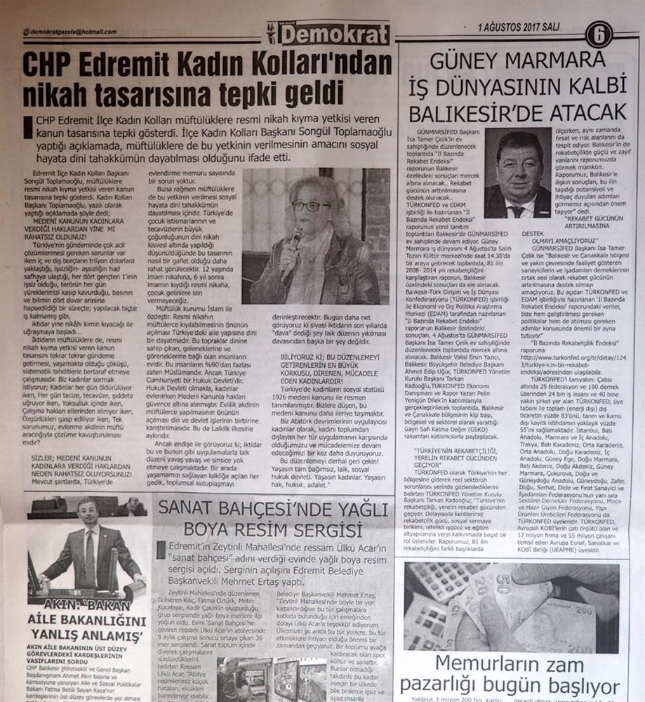 TÜRKONFED Gunmarsifed Türkiye Icin Bir Rekabet Endeksi Rapor Tanitim Toplantısı Medya Yansimalari 5 Agustos 2017 - 17