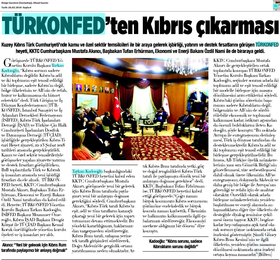 TÜRKONFED Heyeti Kktc Ziyareti Medya Yansimalari 22 24 Subat 2018 Lefkosa - 11