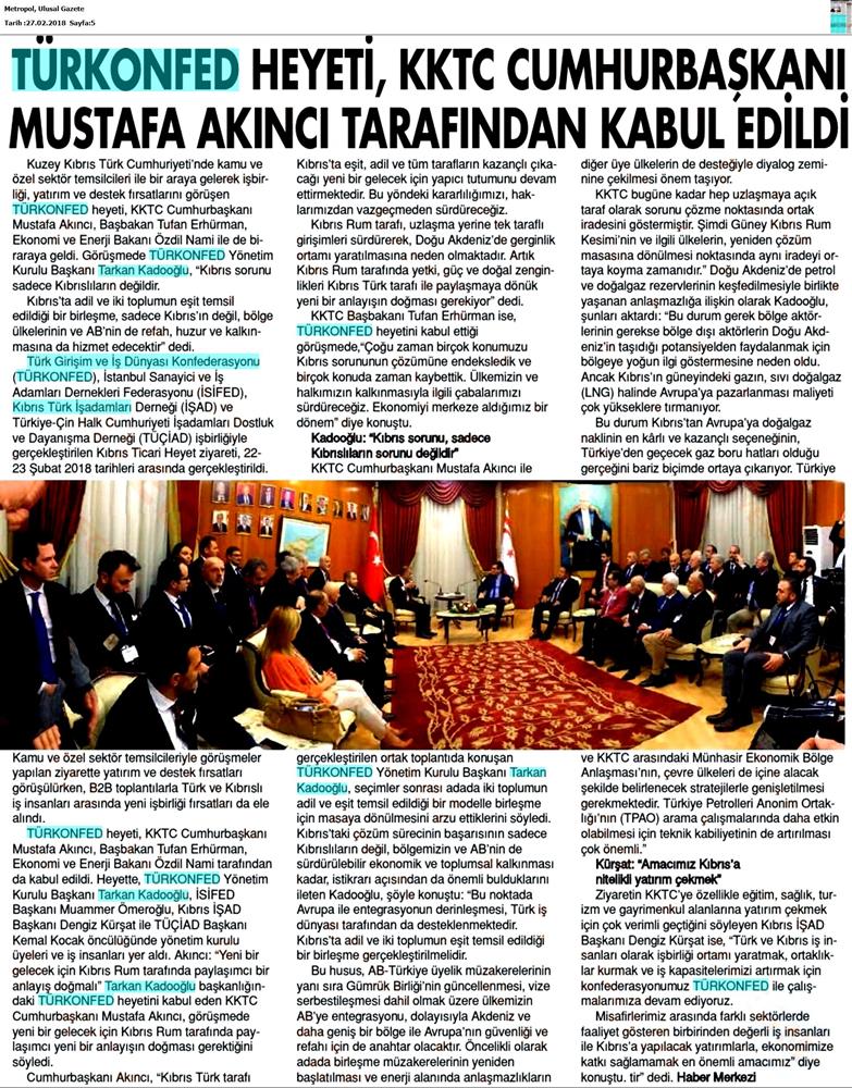 TÜRKONFED Heyeti Kktc Ziyareti Medya Yansimalari 22 24 Subat 2018 Lefkosa - 12