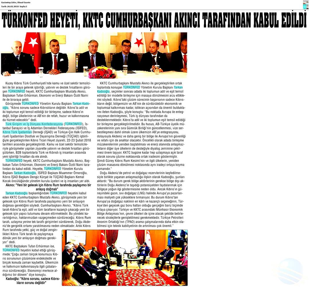 TÜRKONFED Heyeti Kktc Ziyareti Medya Yansimalari 22 24 Subat 2018 Lefkosa - 15