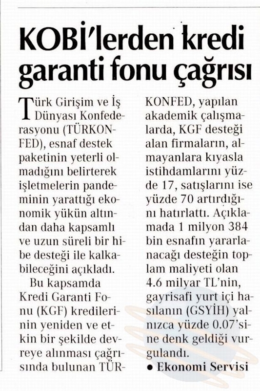 TÜRKONFED Hibe Ve Kgf Kredisi Cagrisina Iliskin Basin Aciklamasi 20 Mayis 2021 - 2