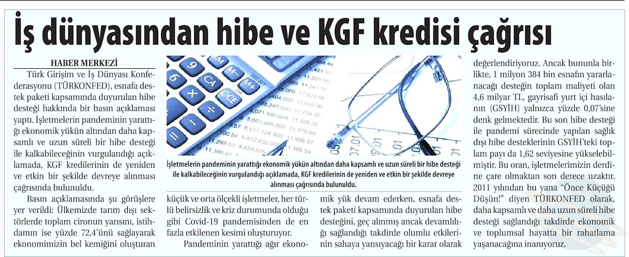 TÜRKONFED Hibe Ve Kgf Kredisi Cagrisina Iliskin Basin Aciklamasi 20 Mayis 2021 - 9