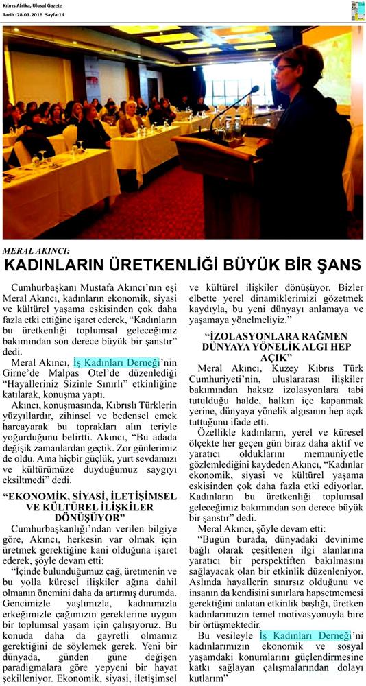 TÜRKONFED İDK Giskad Kadinin Cok Yonlu Guclendirilmesi Projesi Mersin Toplantısı Medya Yansimalari 26 Ocak 2018 Mersin - 2
