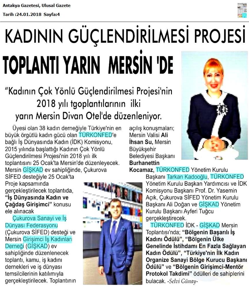 TÜRKONFED İDK Giskad Kadinin Cok Yonlu Guclendirilmesi Projesi Mersin Toplantısı Medya Yansimalari 26 Ocak 2018 Mersin - 11