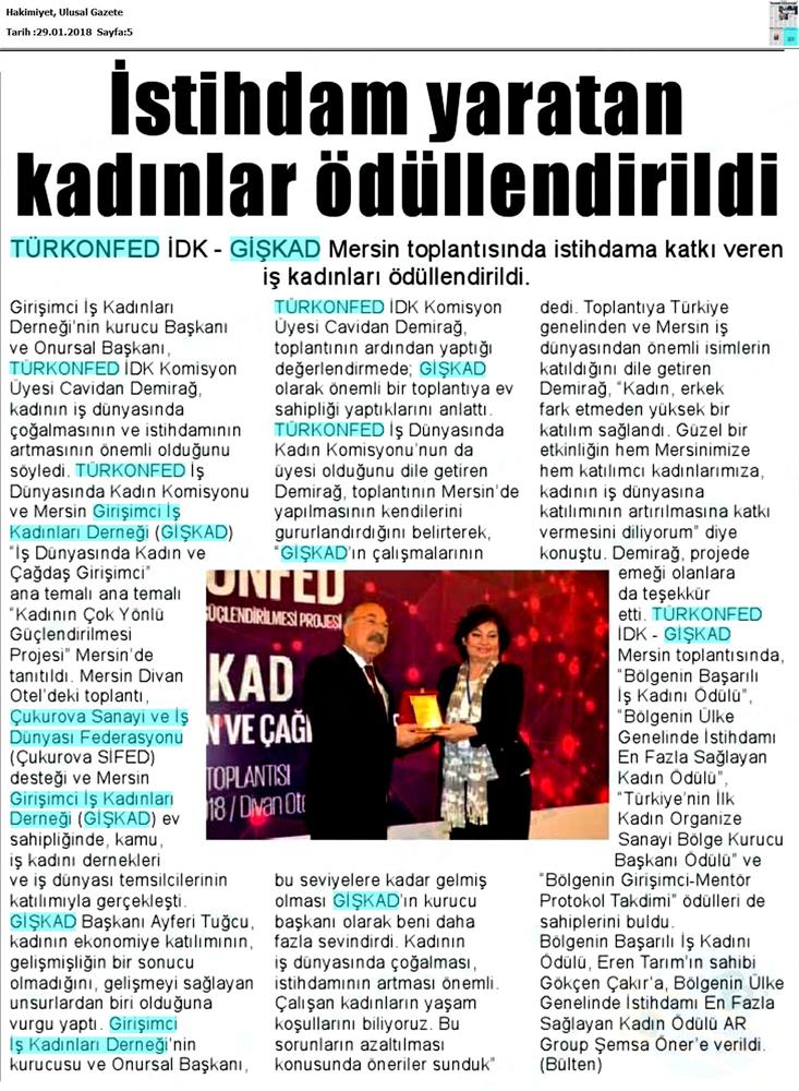 TÜRKONFED İDK Giskad Kadinin Cok Yonlu Guclendirilmesi Projesi Mersin Toplantısı Medya Yansimalari 26 Ocak 2018 Mersin - 15